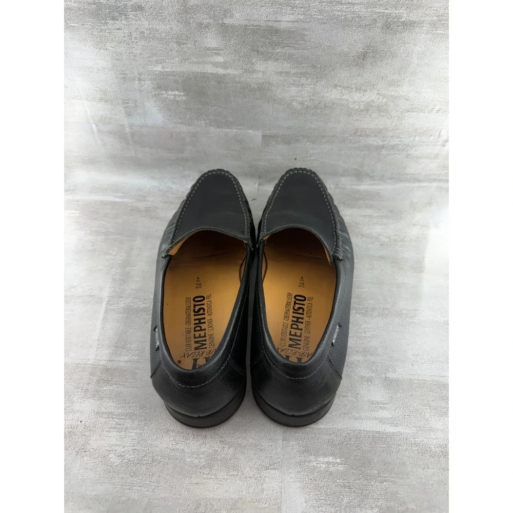 Mephisto Air-Relax Men Black Pebbled Leather Moc Toe Loafers Size US 9
